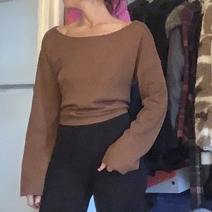 🍁FREE Shipping-Brown Waffle Knit Open Back